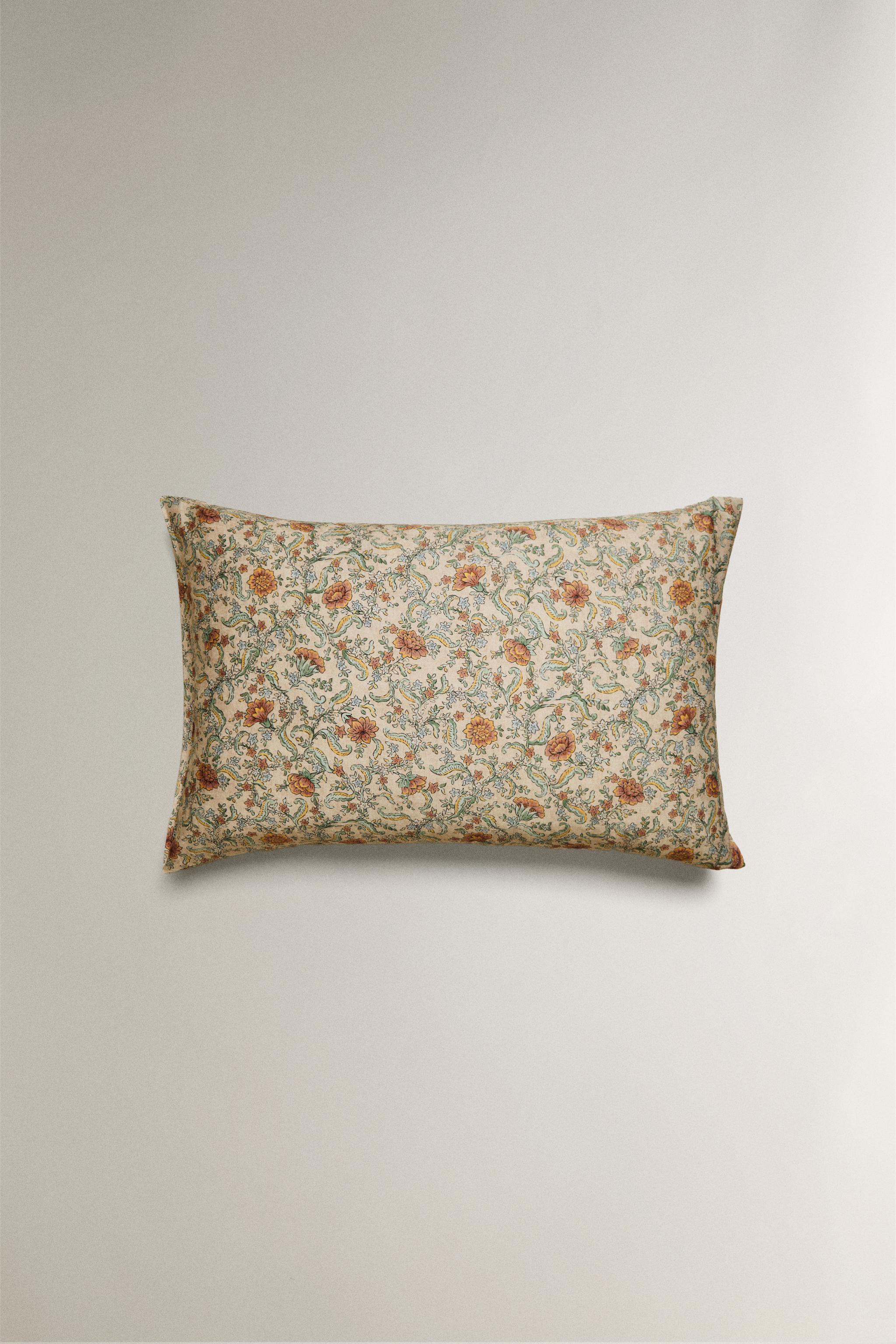 TAIE D’OREILLER SATIN FLEURS (300 FILS)
